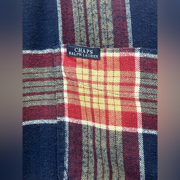 CHAPS Ralph Lauren Brushed‎ Flannel Shirt Plaid Check Button Down Sz Large A9 - Picture 5 of 9